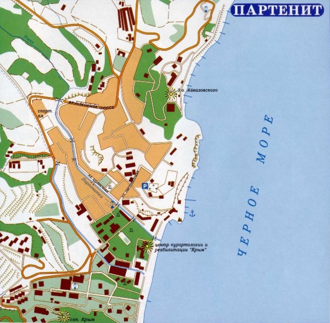 Карта поселка Партенит Карта поселка Партенит