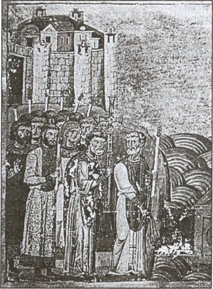 Кирилл и Мефодий в Риме. Миниатюра XII в Кирилл и Мефодий в Риме. Миниатюра XII в
